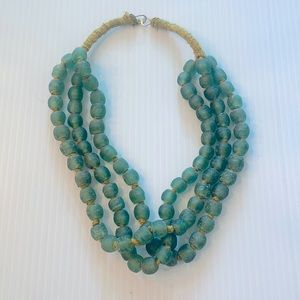 Three strand African trade bead necklace